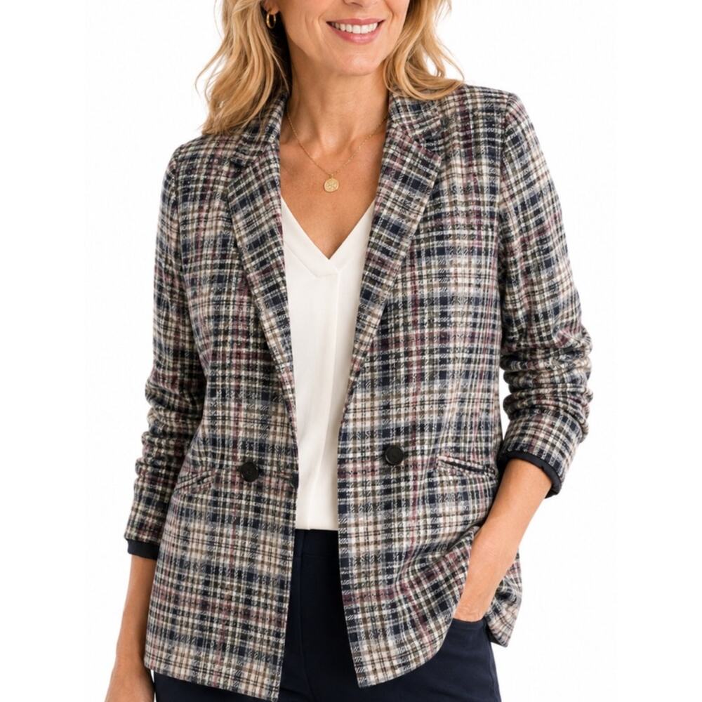 Talbots Houndstooth Plaid Blazer Jacket Size 16 Double Breasted Preppy - Picture 12 of 12